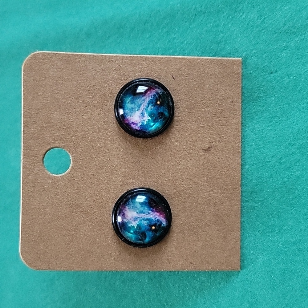 Galaxy earrings, black, post style